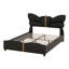 Structure de lit double avec tête et pied de lit papillon, lit plateforme tapissier en similicuir avec décor en métal doré-87395591