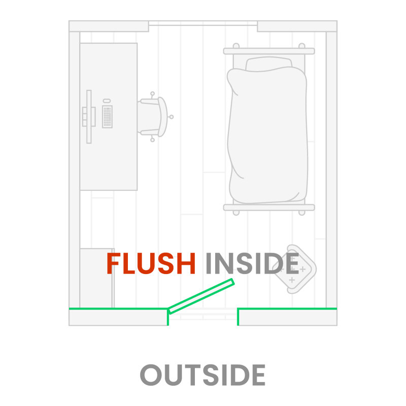 Porte intérieure régulière en bois manufacturé invisible sans cadre, 18 po x 80 po, Gauche, Blanc apprêté