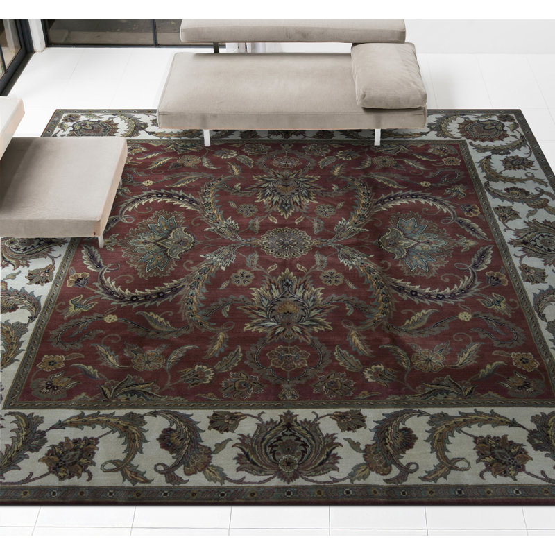 Tapis rouille et ivoire de haute qualité noué à la main Trinity