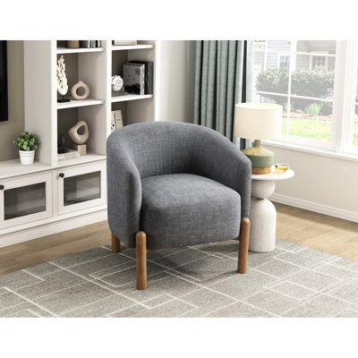 Assise rembourrée contemporaine en bois massif gris, chaise moderne d'une capacité de poids de 300 lb, pieds en contreplaqué revêtus de tissu d'ameublement