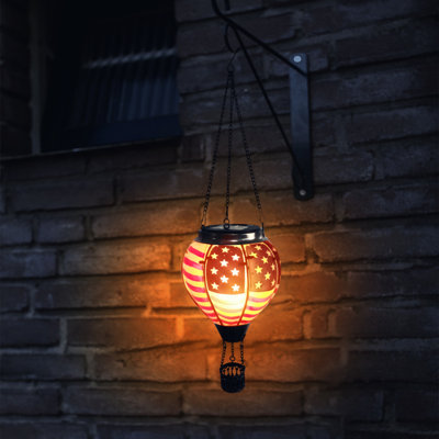 Hot Air Balloon Solar Lantern Outdoor, Solar Lantern with Flickering Flame Hanging Lights Waterproof