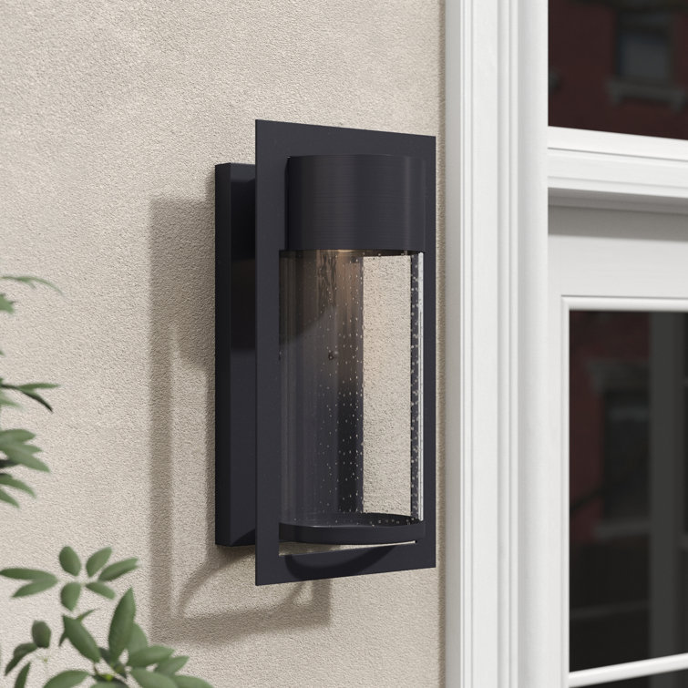 Gullo Black Integrated LED Seeded Glass Outdoor Flush Mount