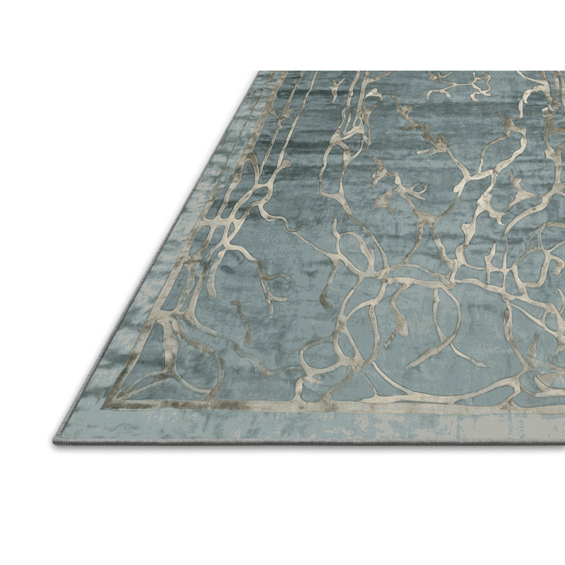 Silky Soft Plush Blue Area Rug, Round 3'