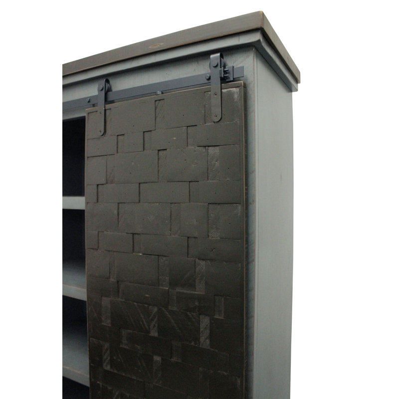 Hanspeter 74.5'' Kitchen Pantry, Antique Black/Rustic Dark Blue