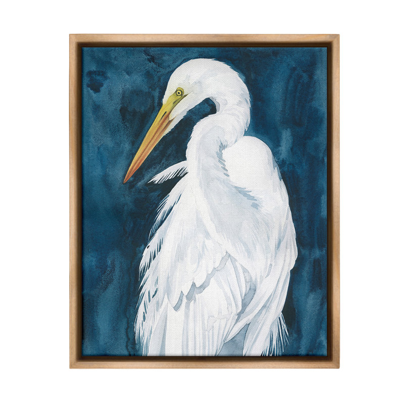 «Nautical Bird Portrait» par Grace Popp sur toile, Cadre flottant orme Montalcino, H 21 po x l 17 po