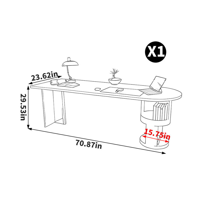 European style creative desk, 29.53" H x 70.87" W x 23.62" D