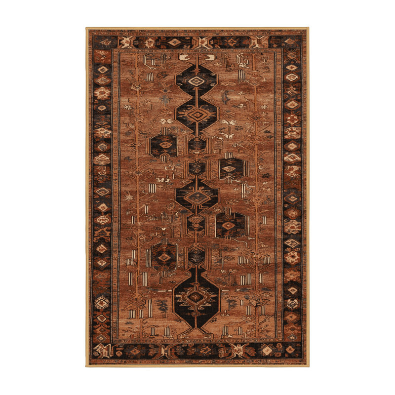 Tapis brun turc lavable à la machine, Rectangulaire 3 pi x 5 pi
