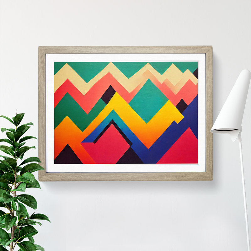 XH1022-8660X Super Modern Abstract Art 1 Piece Single Picture Frame Wall Art, 34cm H x 46cm W x 2cm D, Oak