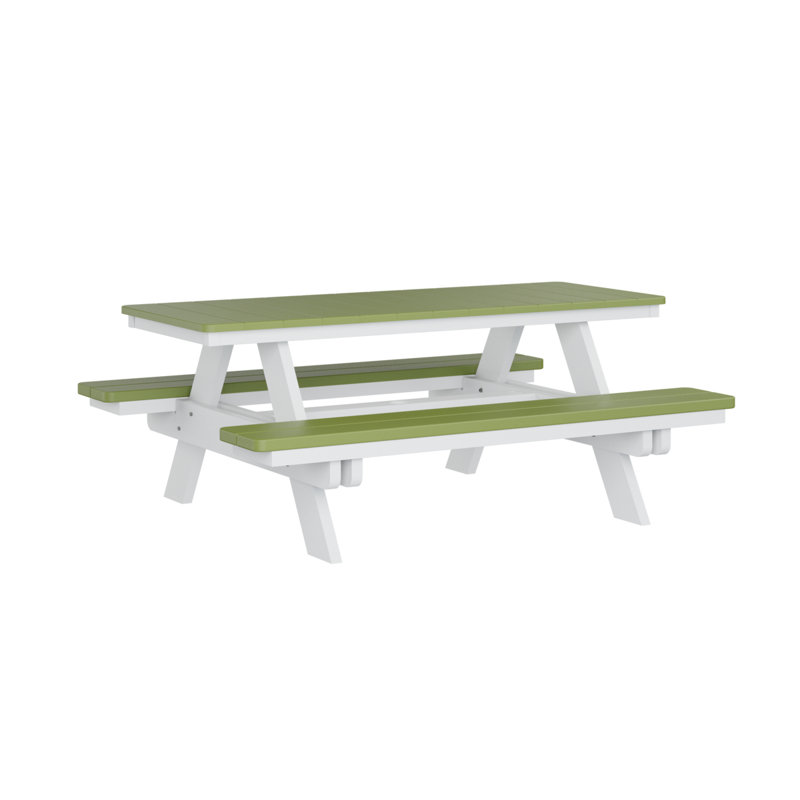 Table de pique-nique rectangulaire Berlin Gardens Ada, Vert kiwi / blanc, H 29 po x L 72 po x l 58 po