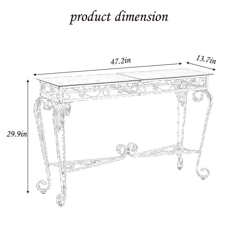 Helmich 47'' Glass Top Console Table