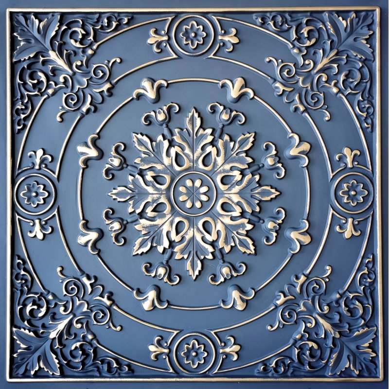 Carreau de plafond en PVC bleu marine / doré 2,08 pi x 2,08 pi
