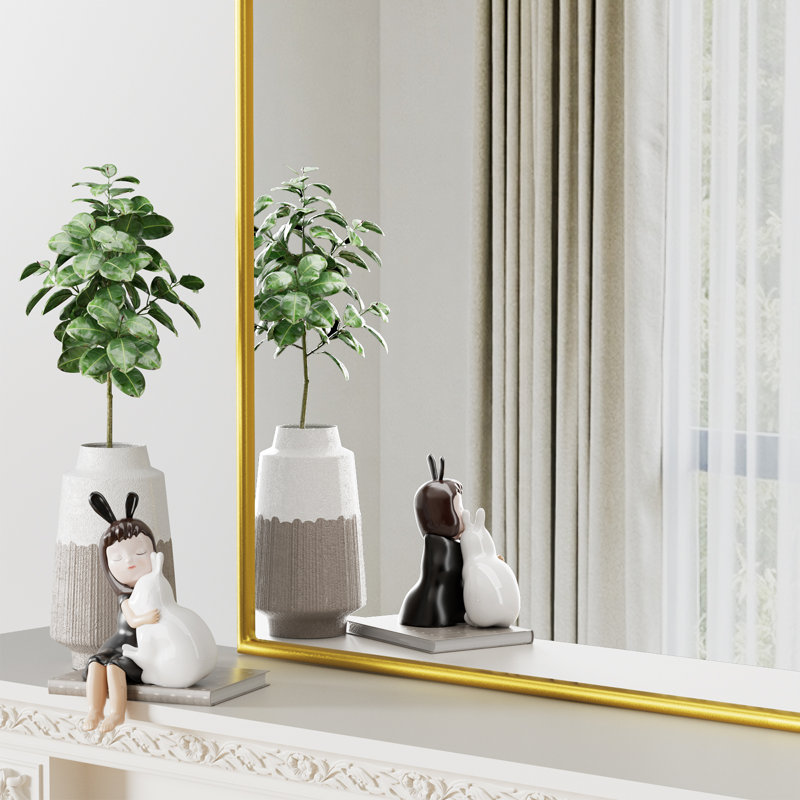 26"x36" Wall Mounted Vanity Mirror, Anti-Rust Aluminum Frame, Shatterproof Glass, Gold