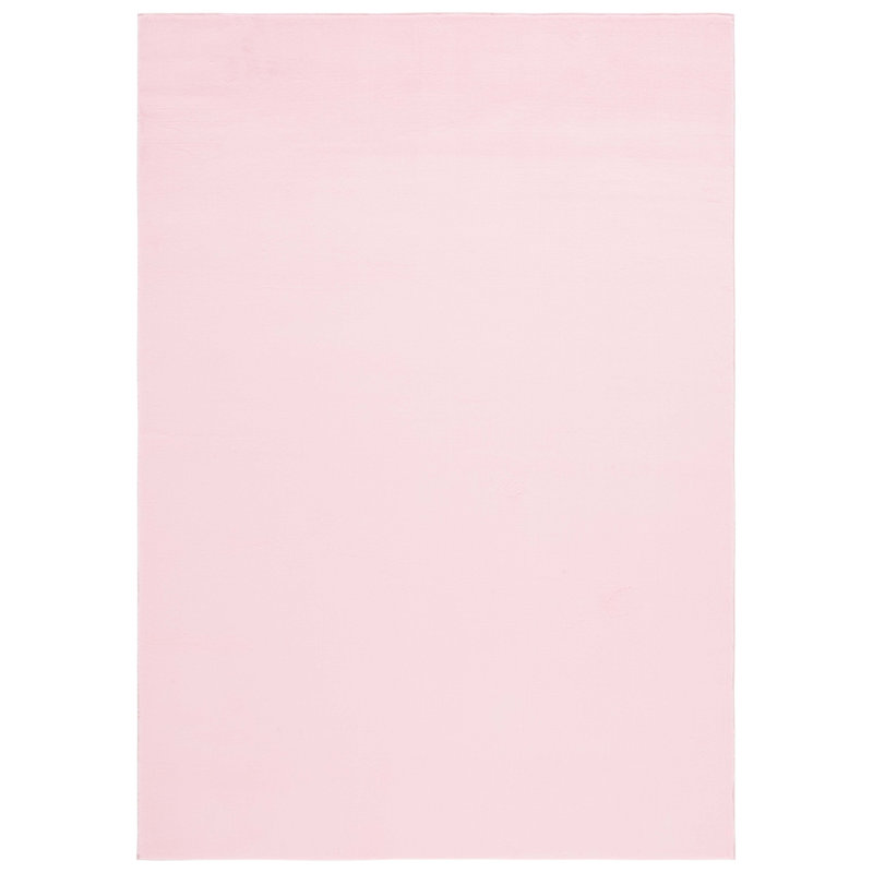 Tapis rose en polyester tissé à la machine, Rectangle 4 pi x 6 pi