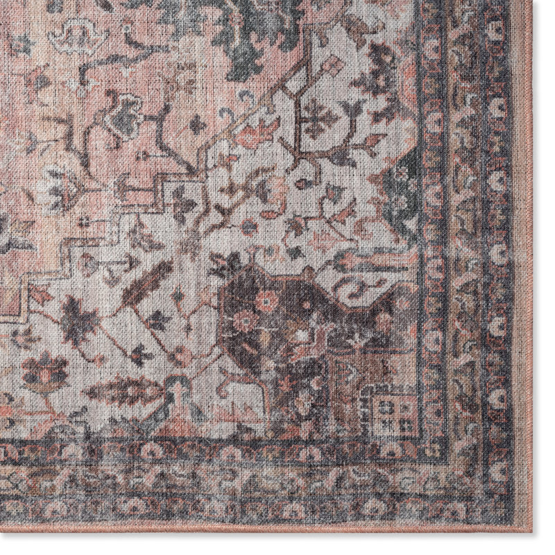 Kulick Oriental Machine Washable Rust/Ivory/Brown Area Rug, Runner 1'11" x 7'2"