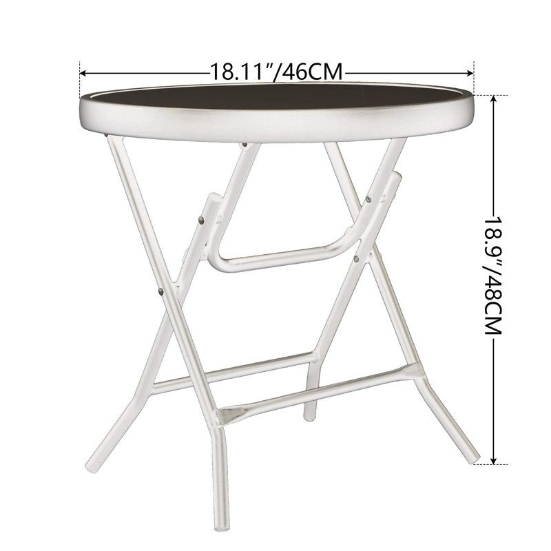 Straitson Round Metal Folding Outdoor Side Table , 46cm cm W 46cm cm D