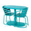 Bistro de jardin élégant - Fer, bleu sarcelle mat, 2 chaises et table ovale pour un confort optimal. Aspect de fer mat.
