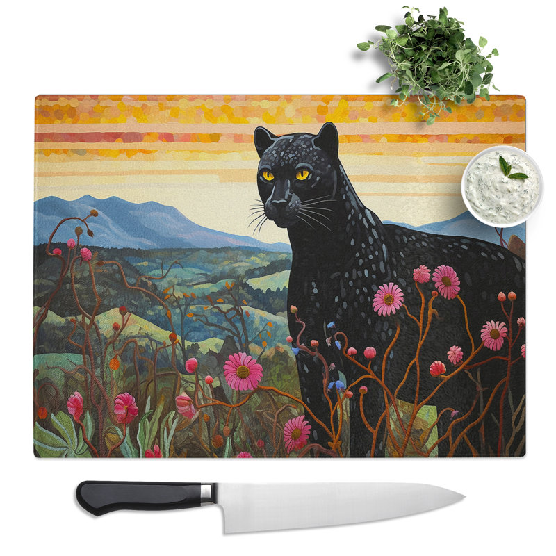 Panther Landscape  Glass Chopping Board