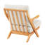 Chaise d'appoint de style moderne Mid-Century pour espace de vie principal, structure en bois d'hévéa massif au fini naturel, chenille tissée beige, siège enveloppé, coussin de dossier réversible, tissu chenille-429779515-429779513