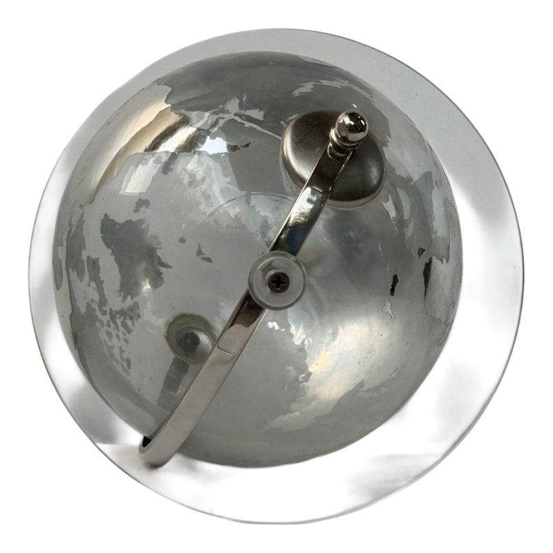 Modern Glass Globe with Metal Base for Home Decor - Decorative Objects World Accent for Living Room Shelf or Table Decorations - 11", Silver & Clear