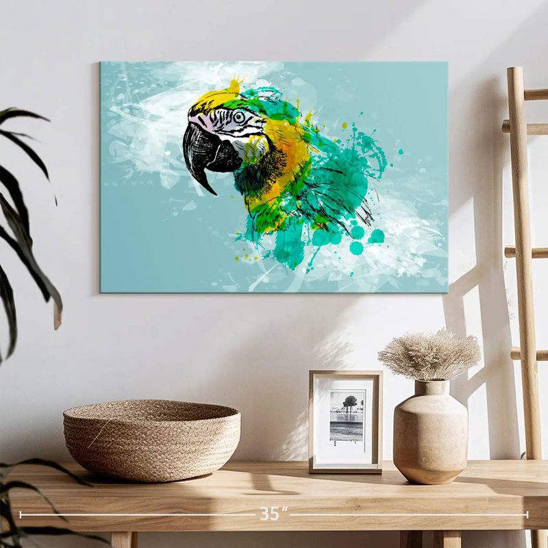 Brampt Multicolored Abstract Macaw, 16" H x 24" W