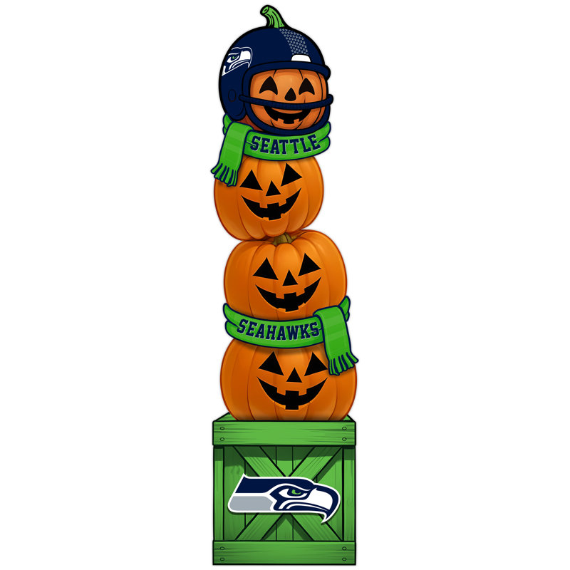 Seattle Seahawks Pumpkin Stacked Leaner With Helmet