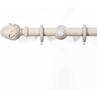 Calhoun 33 mm Fixed Length Premium Quality Wooden Curtain Poles With Rubber Wooden Finials