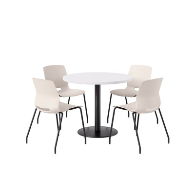 KFI Studios Round Bistro Table Set, 1 Table, 4 Stools