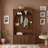 Retro Arched Hall Tree With Adjustable Shelves, Bench, Cabinets, Coat Rack And Open Shelving-1477896684