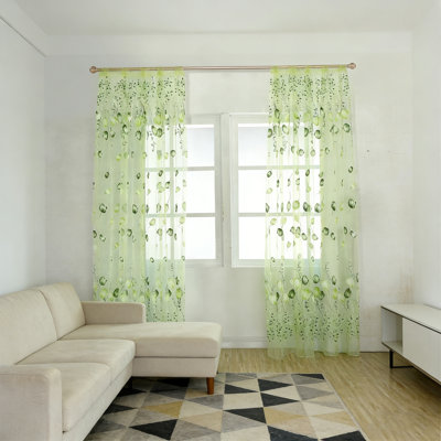 Rideaux transparents pour fenêtre - Ensemble de rideaux en tulle avec impression de tulles, rideaux en voile décoratif filtrant la lumière riche pour la chambre à coucher, le salon, la cuisine - 2 panneaux