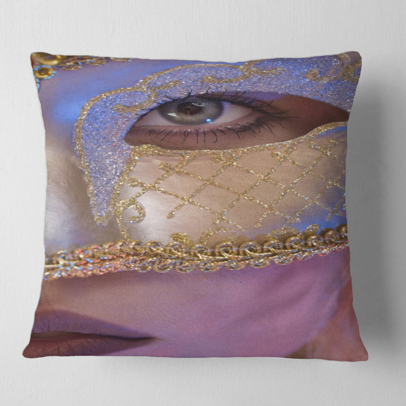 Masque vénitien - coussin imprimé moderne, 16" x 16"