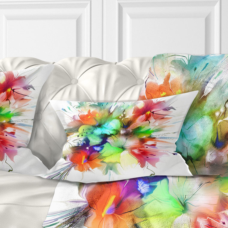 Fleurs d'été en différentes couleurs - Coussin décoratif à imprimé floral
