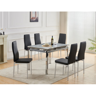 Grande Grey Sintered Stone Dining Table + 6 Monza Chairs Greypu