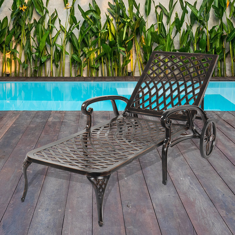 Dashani Outdoor Metal Chaise Lounge, Bronze