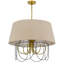 Lustre Cal Lighting Eupora en métal avec abat-jour en toile de jute, finition laiton antique et noir, hauteur 57 cm (22,5 po).-1453480483-1457303048-1457303049