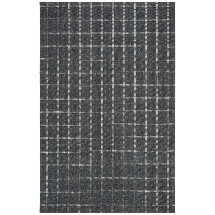 Tamworth Lauren Ralph Lauren Hand Woven Viscose/Wool Plaid Rug in Charcoal
