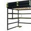 Lit mezzanine en bois avec bureau, support de rangement latéral, tablettes multiples et lumière RVB-133273200-133273201