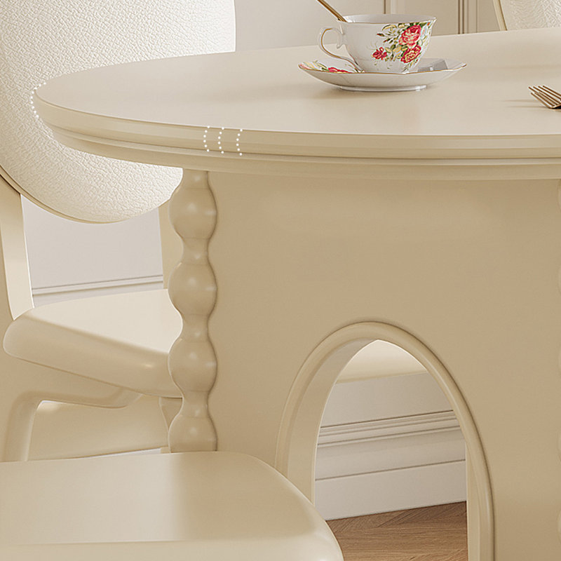 Ensemble de table de salle à manger en bois de cerisier blanc durable, 7 pièces : table, 6 chaises