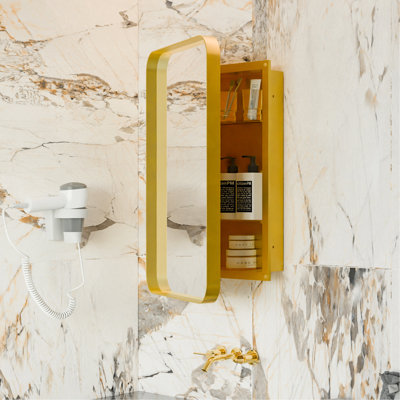 Armoire à pharmacie encastrée en métal 20 po x 30 po avec miroir et tablettes réglables avec rangement pour salle de bain, or mat