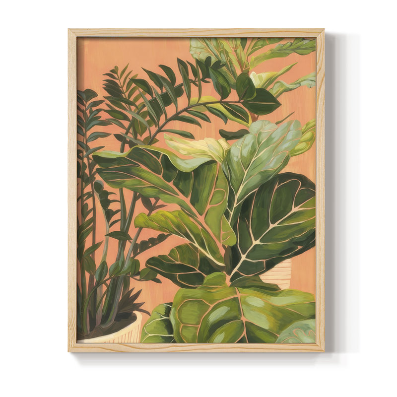 Golden Hour Greenery I, reproduction encadrée - bois massif, H 21 po x l 17 po, Naturel