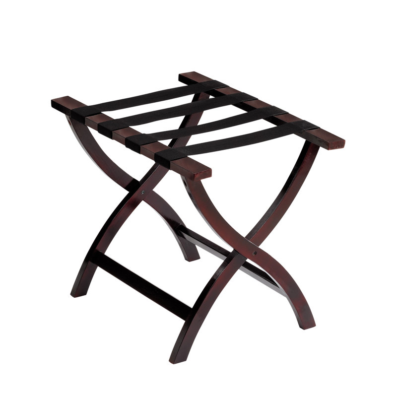 Folding Wood Luggage Rack, Mahogany