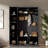 4-in-1 Tall Modern Hall Tree With Shoe Storage,  Cabinets, Coat Hooks, Metal Handles And Adjustable Shelves-2091454613