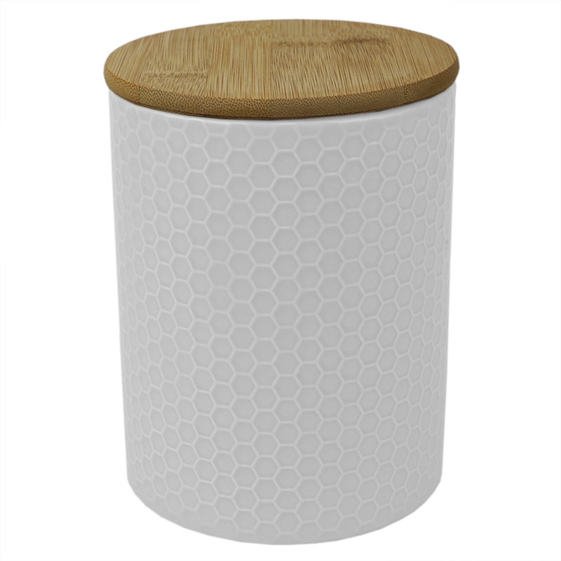 Pot de cuisine en céramique Honeycomb, H 7,75 po x l 5 po x P 5 po, Blanc
