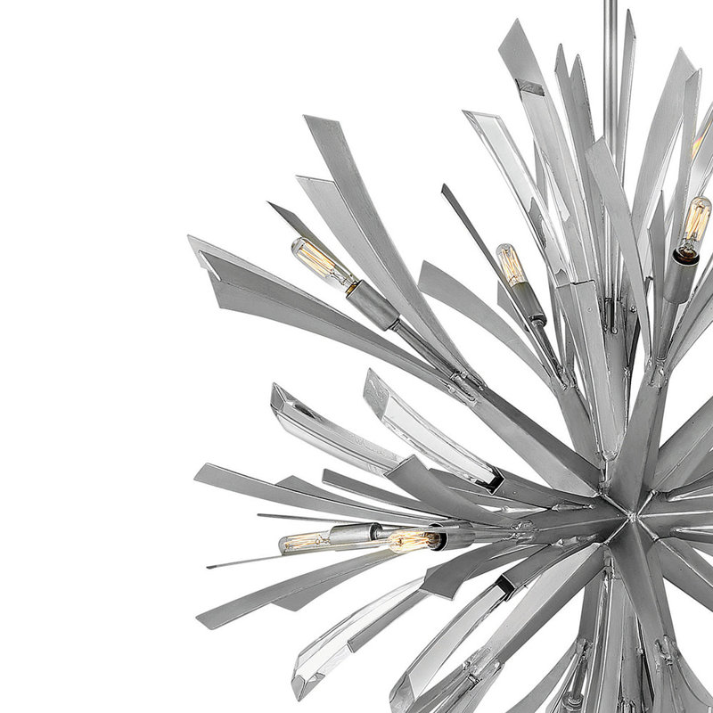 Lustre suspendu en orbe moderne de 36 po à treize lumières Vida avec détails en cristal