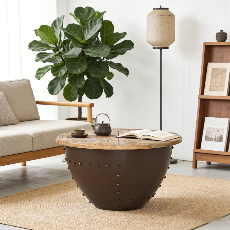 Table basse en bois et fer
