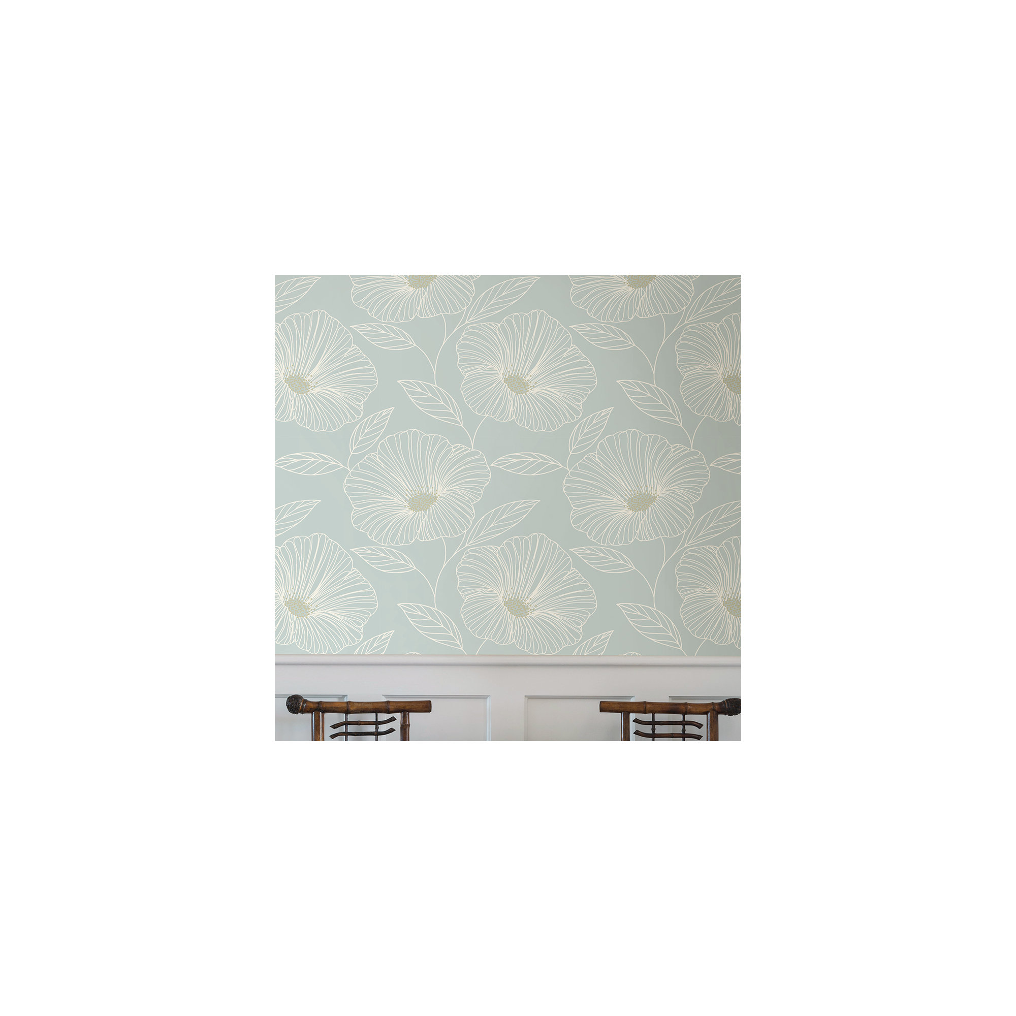Mistral Mythic Floral Wallpaper Sample, Seafoam