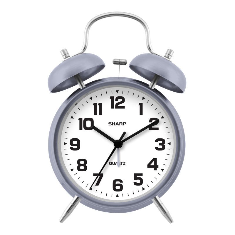 Sharp Twin Bell Quartz Analog Alarm Clock, Blue