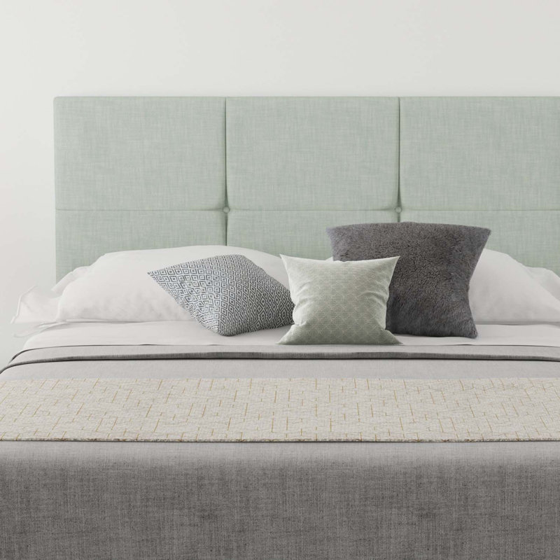 Kellen Upholstered Headboard, Single (3'), 100% Cotton Eau De Nil