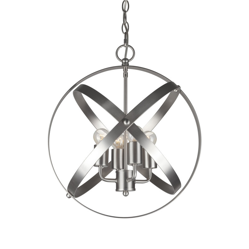 Cale 4 - Light Dimmable Globe Chandelier, Brushed Nickel