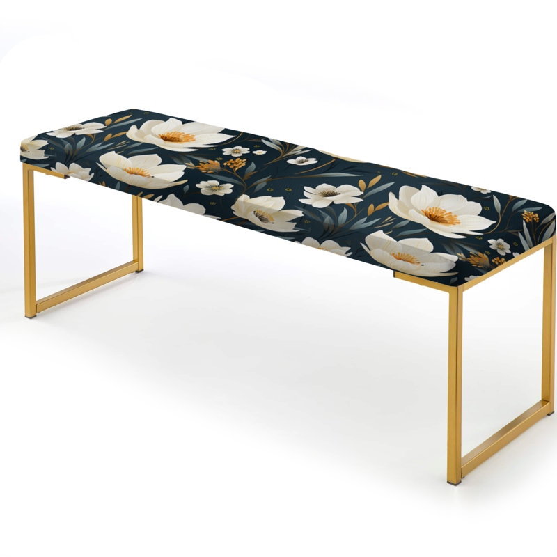 Banc rembourré or, Ivory Coastal Serene Floral Pattern