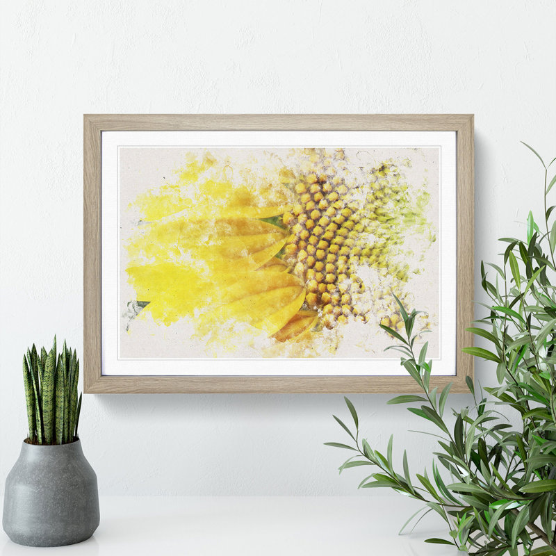 Petals of the Yellow Sunflower - Picture Frame Painting Print, Oak Framed, 62cm H x 87cm W x 2cm D